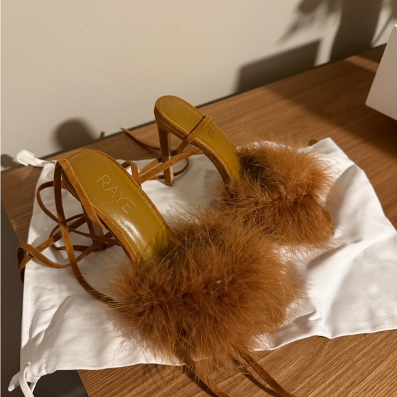 RAYE Tan Feathered Heels - Picture 3 of 5